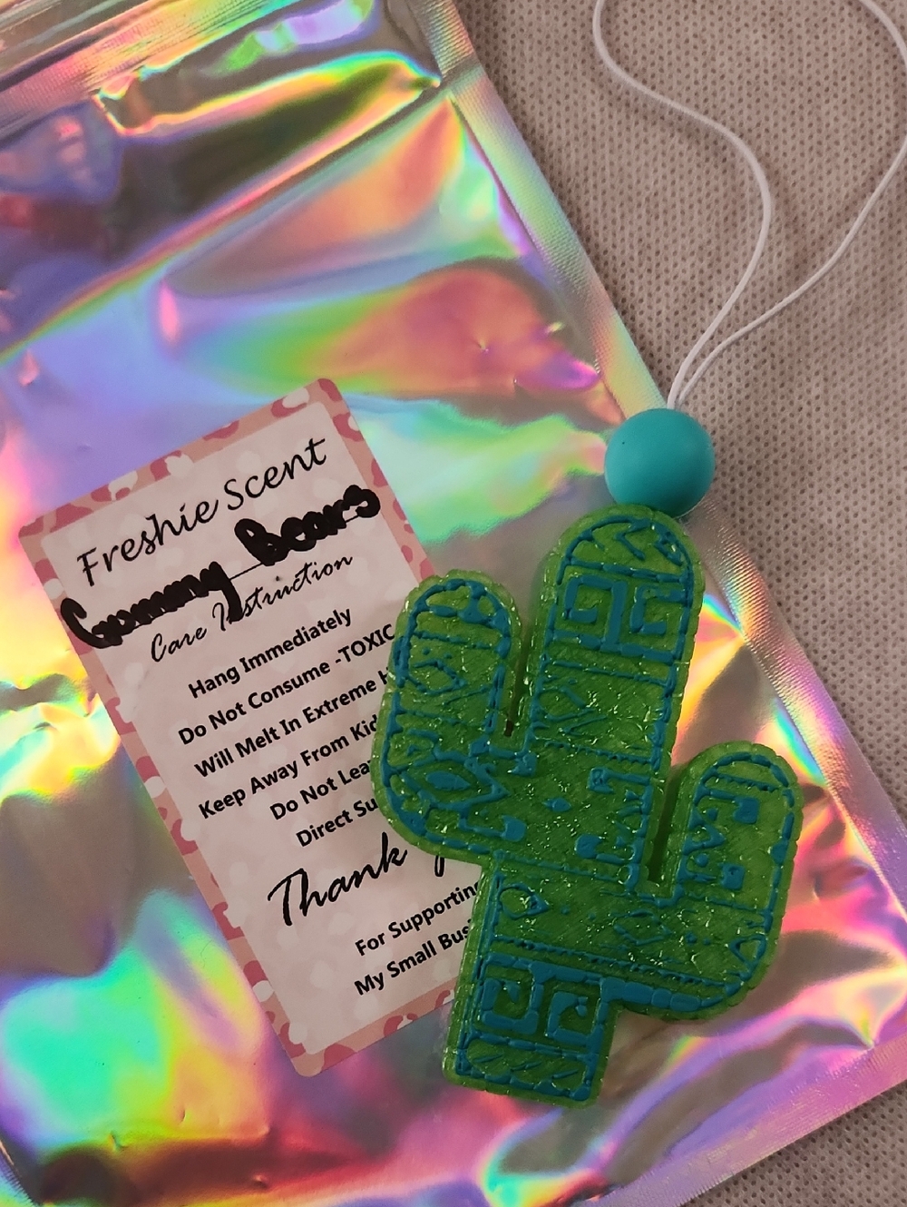 Green Cactus Hanging Air Freshener
